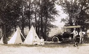 Wyoming Prints: People camping, Hanna, Wyoming, USA