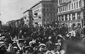 Cossacks Prints: People and Cossack soldiers in a Russian street