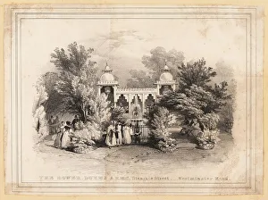 Bower Prints: People drinking in a pub garden, Lambeth, c.1830