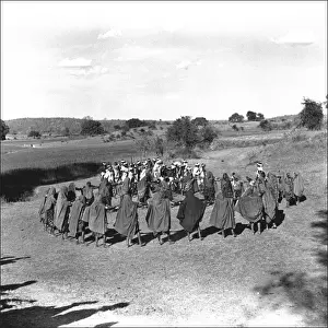 Forming Prints: People form a circle in Madhya Pradesh, Central India