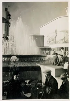 Bellahouston Prints: People and fountain, Empire Exhibition, Glasgow, Scotland Date: 1938