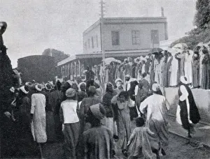 People gathering at the Giza Railway Station, Egypt