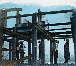 Hard Prints: Five people hung on gallows - China?
