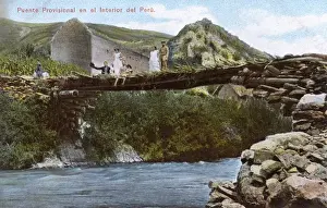 Makeshift Prints: People on a makeshift bridge, Peru, South America