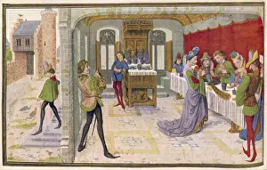 People at a medieval banquet