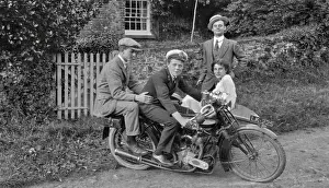 People with motorbike and sidecar