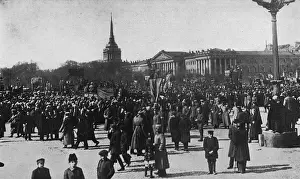 People near Winter Palace Square, Petrograd, Russia