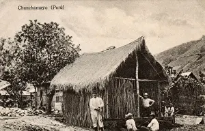 Makeshift Prints: People outside a hut, Chanchamayo, Peru, South America