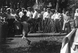 People in Peterhof Gardens, St Petersburg, Russia