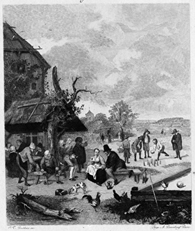 Images Dated 8th April 2016: People playing skittles in the countryside