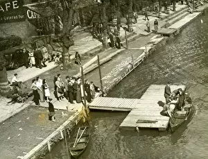 People queuing for boats, River Dee, Chester