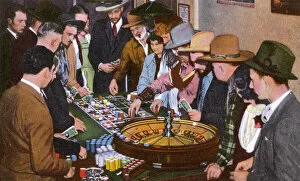Nevada Collection: People with roulette wheel, Nevada, USA