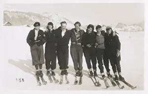 People on skis in the snow, Switzerland