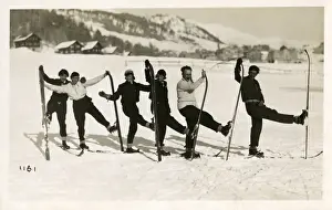 People on skis in the snow, Switzerland