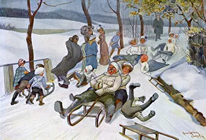 Images Dated 6th April 2017: People Sledging 1908