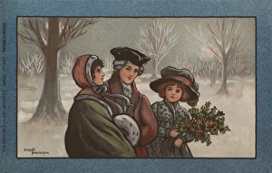 Images Dated 14th April 2008: Three people in a snowy landscape