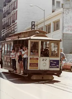 People standing in the cable cart in San Francisco USA