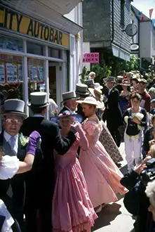 People taking part in Helston Floral Dance, Cornwall