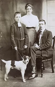 Russell Gallery: Three people with terrier dog