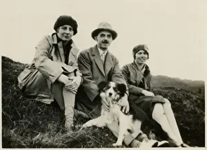 Collie Prints: Three people out for a walk with a collie dog
