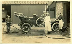 People Washing a C1909 Napier Vintage Car