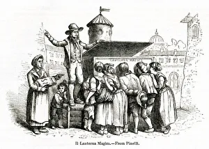 Images Dated 27th June 2019: People watching magic lantern show in Rome, Italy