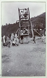 Tibet Prints: People on a wheel at Gangtok, Sikkim