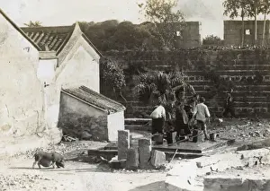 Ramshackle Prints: People working in a back yard, China