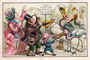 People at the zoo on a Christmas card