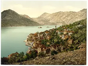 Perasto, general view, showing island, Dalmatia, Austro-Hung