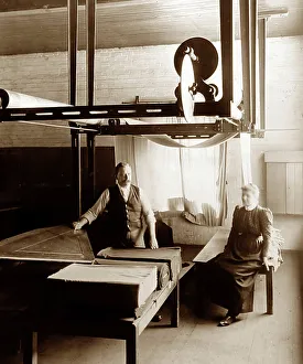 Perching and measuring cloth in a woollen mill in Bradford
