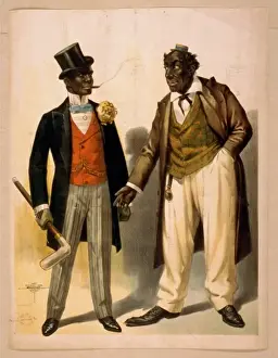 Two performers in blackface, facing each other, one in tuxed