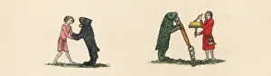 Chained Prints: Performers and trained bears, 14th century