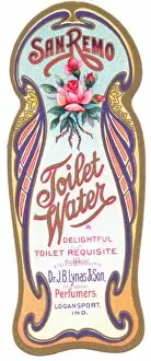 Perfume label, San Remo toilet water by Lynas