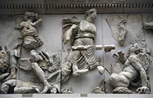 Frieze Collection: Pergamon Altar. Artemis and Leto fighting against Otos
