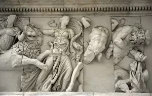 Pergamon Gallery: Pergamon Altar. Goddess Rhea or Cybele riding on a lion next
