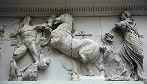 Minor Prints: Pergamon Altar. Horse of Helios carriage attacking a giant