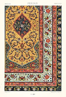 Fresco Prints: Persian art: embroidered carpet