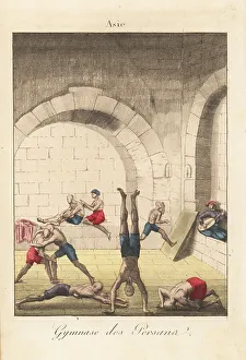 Exercising Prints: Persian men exercising in a gymnasium, 1800s
