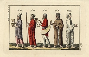 Persian soldier with bowls, official with spear Persian soldier with bowls, official with spear