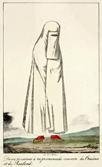 Images Dated 6th April 2021: A Persian woman in her chador and veil Date: circa 1840