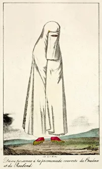 Images Dated 6th April 2021: A Persian woman in her chador and veil Date: circa 1840