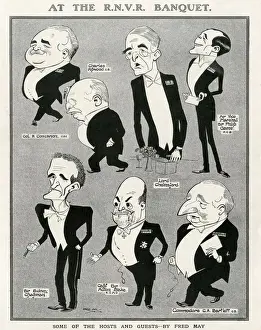 Blake Prints: Personalities at the Royal Naval Volunteer Reserve banquet caricatured by Fred May