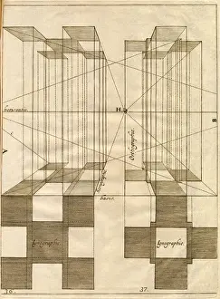 Tile Prints: Perspective drawing of checker pattern tile Date: 1751
