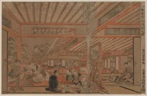 Perspective picture of a drinking party viewing the snow