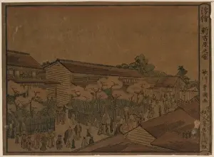 Yoshiwara Prints: Perspective print of the new yoshiwara