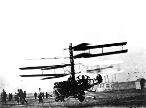 Pescara Prints: Pescara helicopter of 1923 in flight (just)