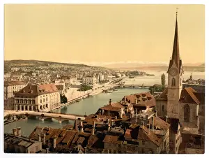 Zurich Prints: From Peter Church, with Farumunster and Alpenkette, Zurich