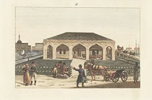 Carl Bertuch Prints: Peter the Great's small boat on display in St. Petersburg, 1723