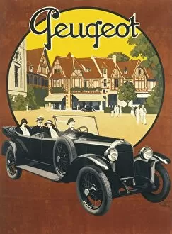 Motoring Posters and Prints Gallery: Peugeot advertising poster